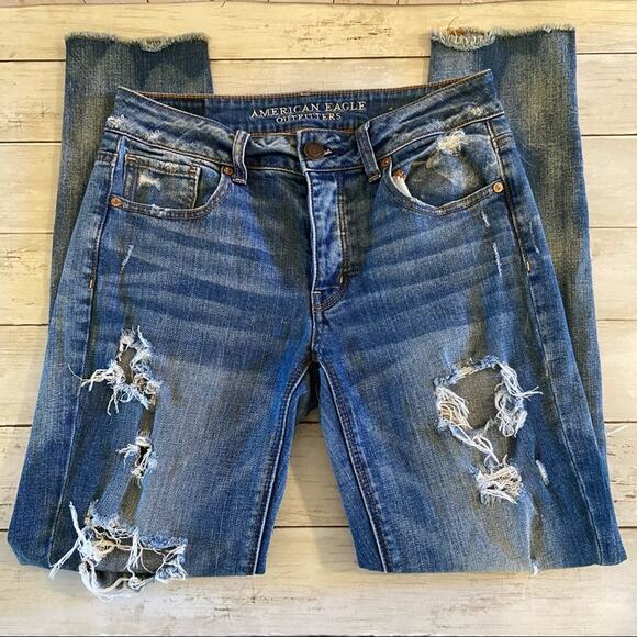 American Eagle Outfitters Tomgirl Ripped Jeans size 0 - Picture 11 of 14